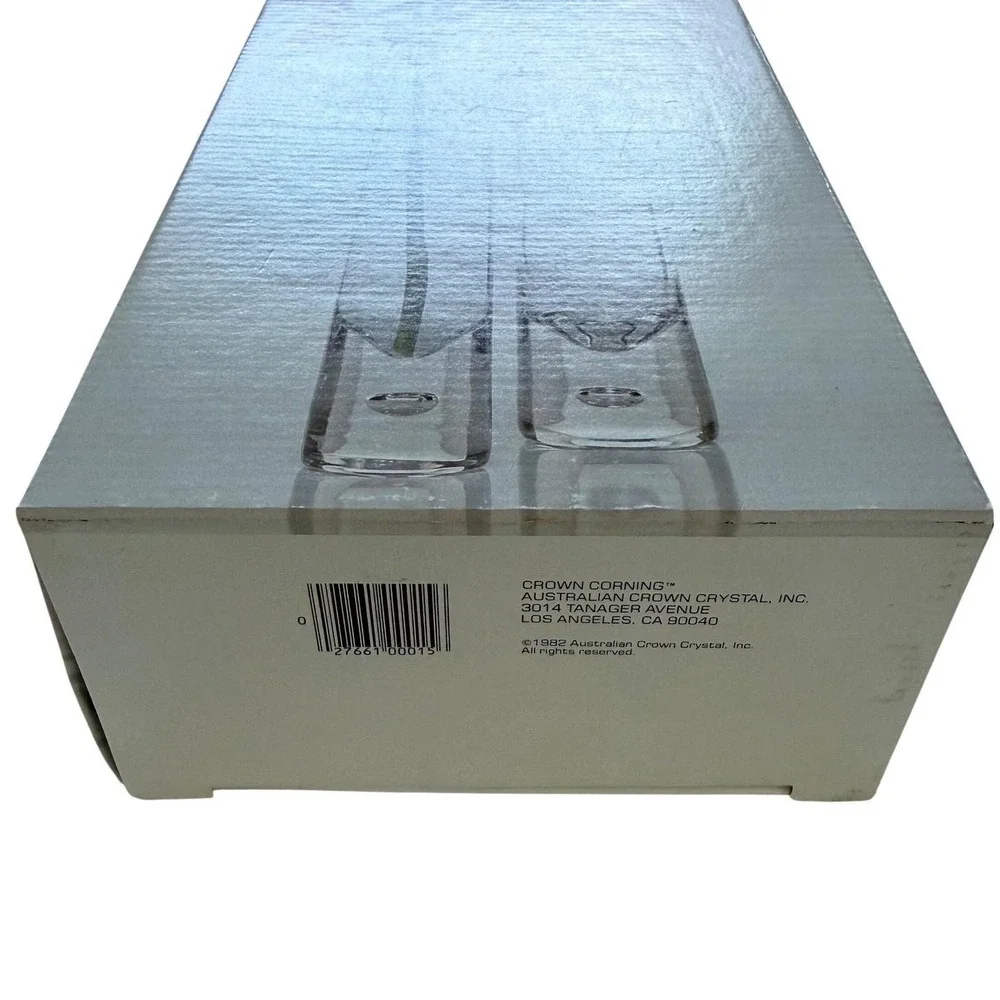 Crown Corning Horizon Bud Vase Set 8" & 10" Vintage Australian Crystal Glass-Box - Picture 4 of 13